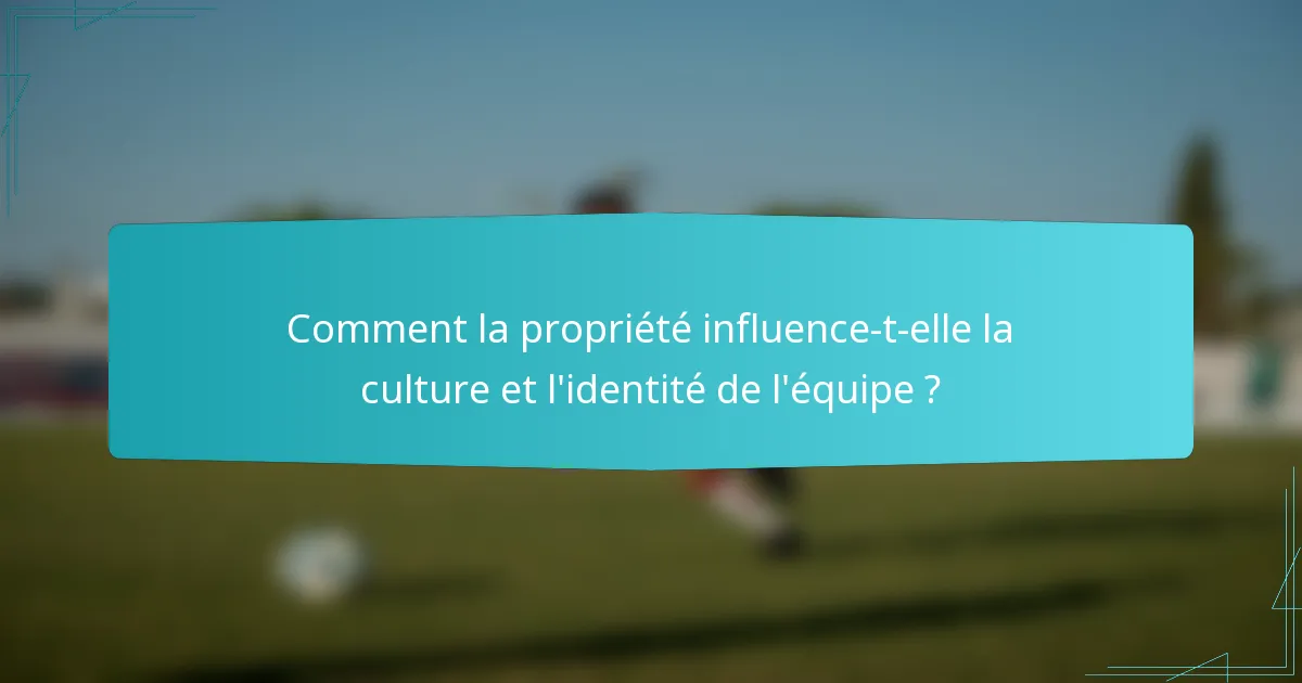 Comment la propriété influence-t-elle la culture et l'identité de l'équipe ?