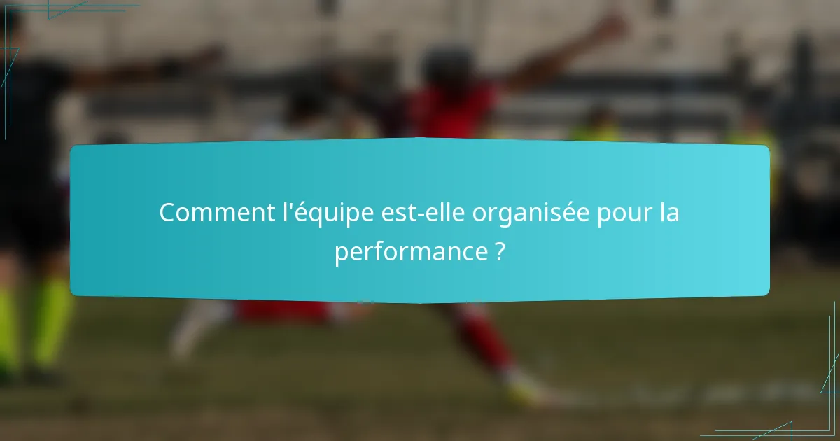 Comment l'équipe est-elle organisée pour la performance ?